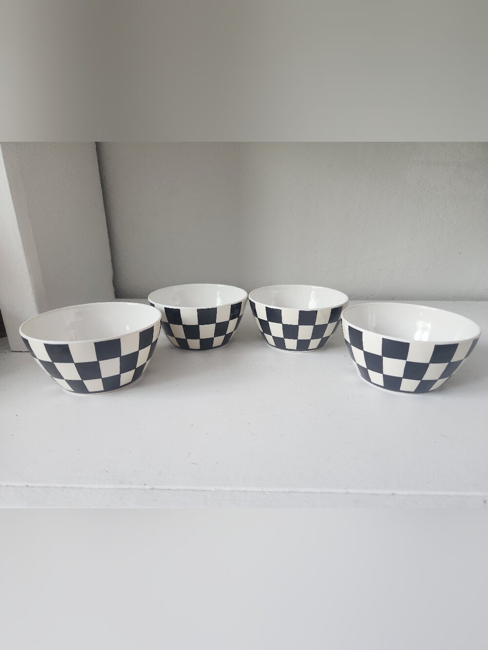 Bella Lux Black and White Checker Melamine Dip Bowls - Set of 4